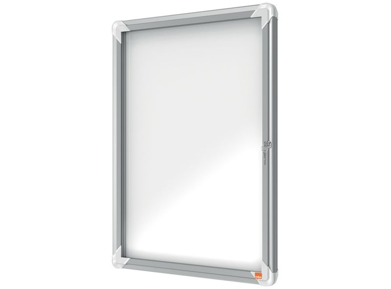 Avizier NOBO Premium Plus, interior, otel emailat, 4x A4, cu usa