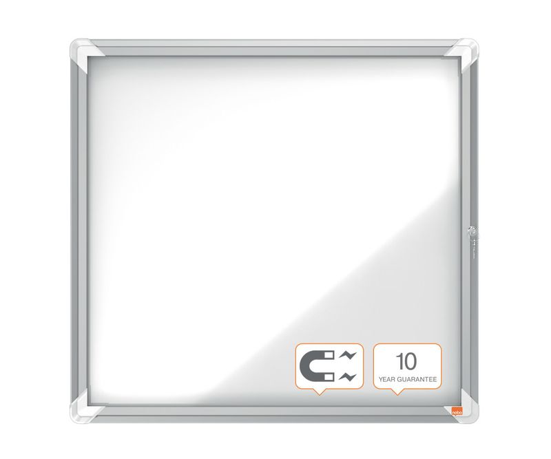 Avizier-NOBO-Premium-Plus-interior-otel-emailat-6x-A4-cu-usa-si-cheie-magnetic-alb