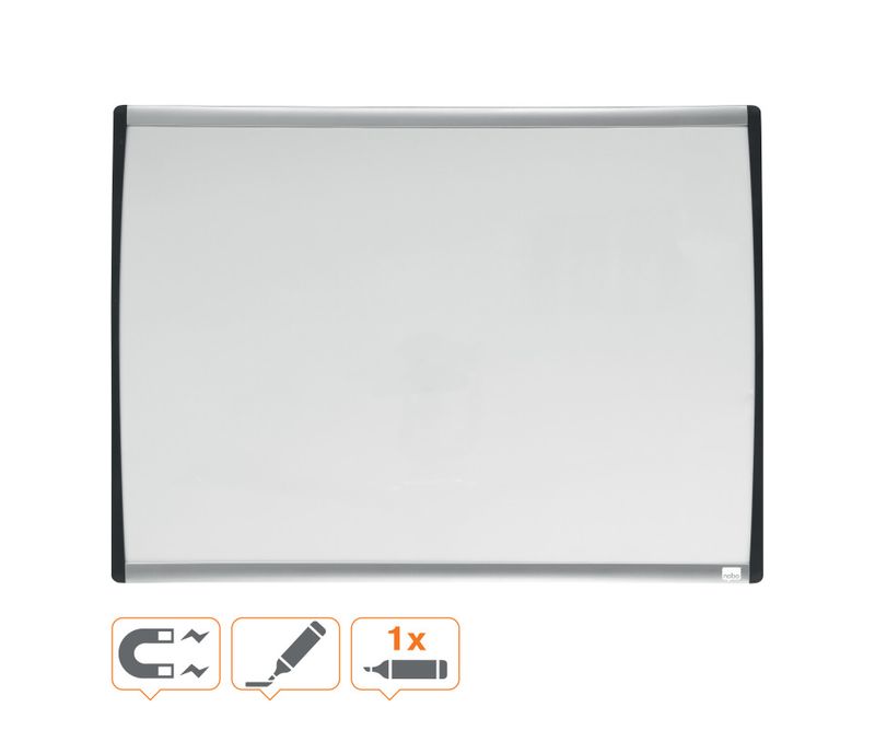 Tabla-NOBO-58x43-cm-magnetica-include-marker-si-magneti-alb-rama-arcuita-gri-negru