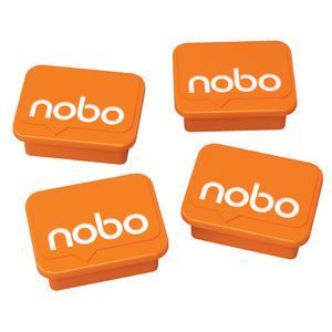 Magneti pentru table NOBO, 18x22 mm, sustin 4 coli, 4 buc/set, portocaliu