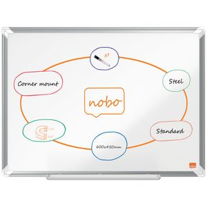 Tabla NOBO Premium Plus, otel lacuit, 60x45 cm, magnetica, include marker si tavita, alb