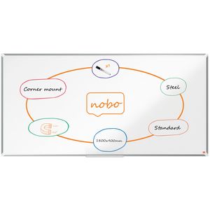 Tabla NOBO Premium Plus, otel lacuit, 180x90 cm, magnetica, include marker si tavita, alb