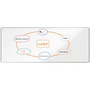 Tabla NOBO Premium Plus, otel lacuit, 300x120 cm, magnetica, include marker si tavita, alb
