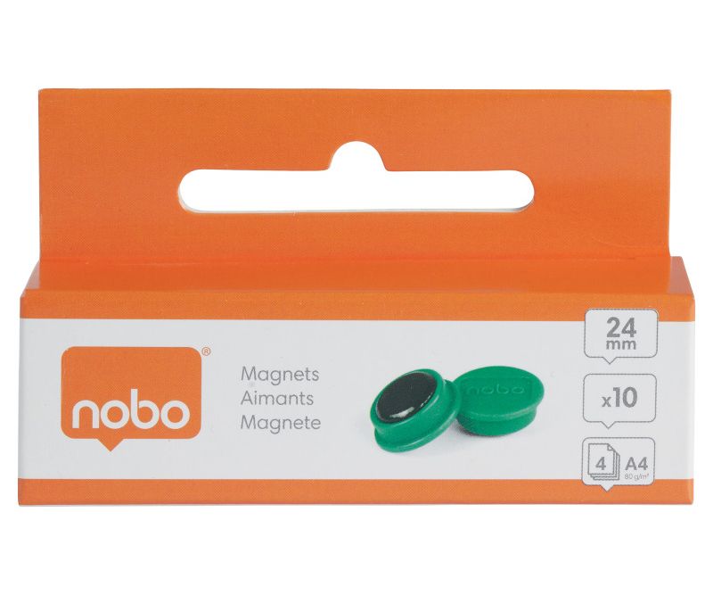 Magneti-pentru-table-NOBO-diametru-24-mm-sustin-4-coli-10-buc-set-verde