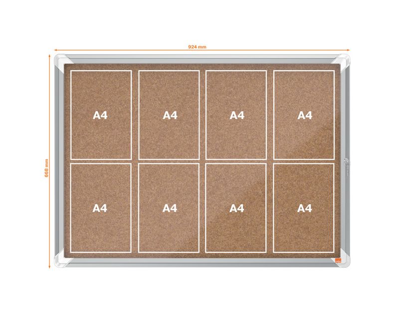 Avizier-NOBO-Premium-Plus-interior-pluta-8x-A4-cu-usa-si-cheie-natur