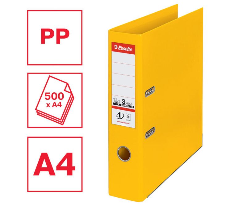 Biblioraft-Esselte-No-1-Power-PP-PP-partial-reciclat-certificare-FSC-A4-75-mm-galben-2