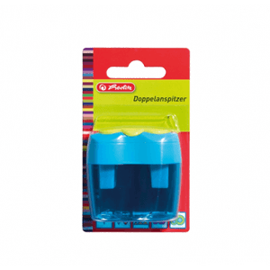 Ascutitoare dubla Herlitz bicolora plastic cu container