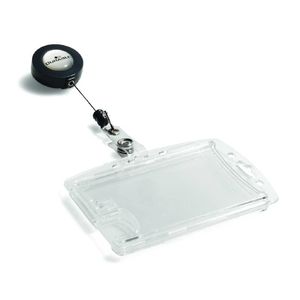 Suport card acces Durable Enclosed 54 x 85 mm 2 carduri snur retractabil 10 bucati/set