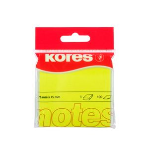 Notes adeziv 75 x 75 mm galben neon 100 file Kores