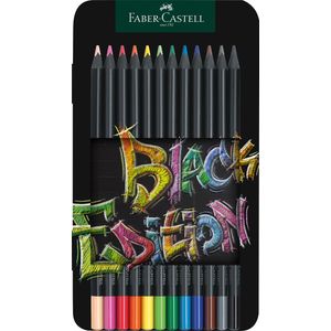 Creioane colorate 12 cul Black Ed cutie metal Faber-Castell