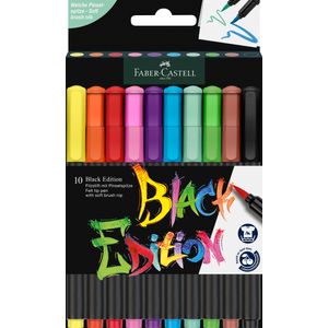 Carioci pensula 10 cul Black Ed Faber-Castell