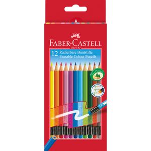 Creioane colorate 12 culori cu guma eco Faber-Castell