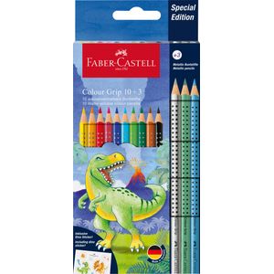 Creioane colorate 10 + 3 cul grip 2001 dinozauri Faber-Castell