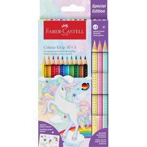 Creioane colorate 10 + 3 cul grip 2001 unicorni Faber-Castell