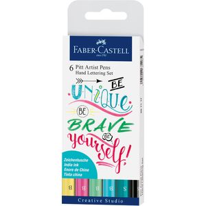 Pitt artist pen set caligrafic 6 buc pastel Faber-Castell