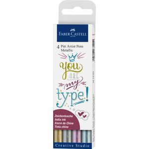 Pitt artist pen set 4 buc metalizate Faber-Castell