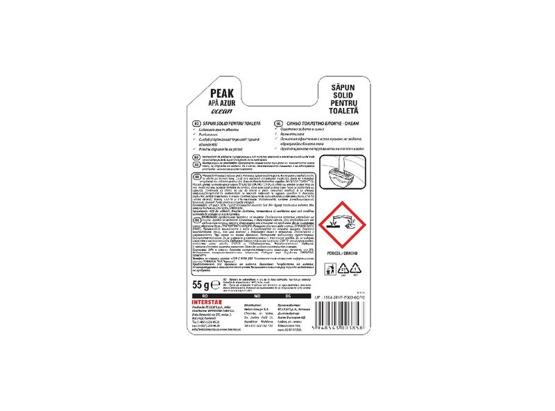 Odorizant solid pentru WC Peak Azur Ocean parfum marin 55 g