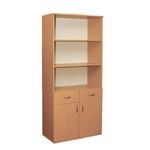 Dulap-biblioteca-2-usi-2-sertare-rafturi-deschise-802-x-403-x-1816-mm