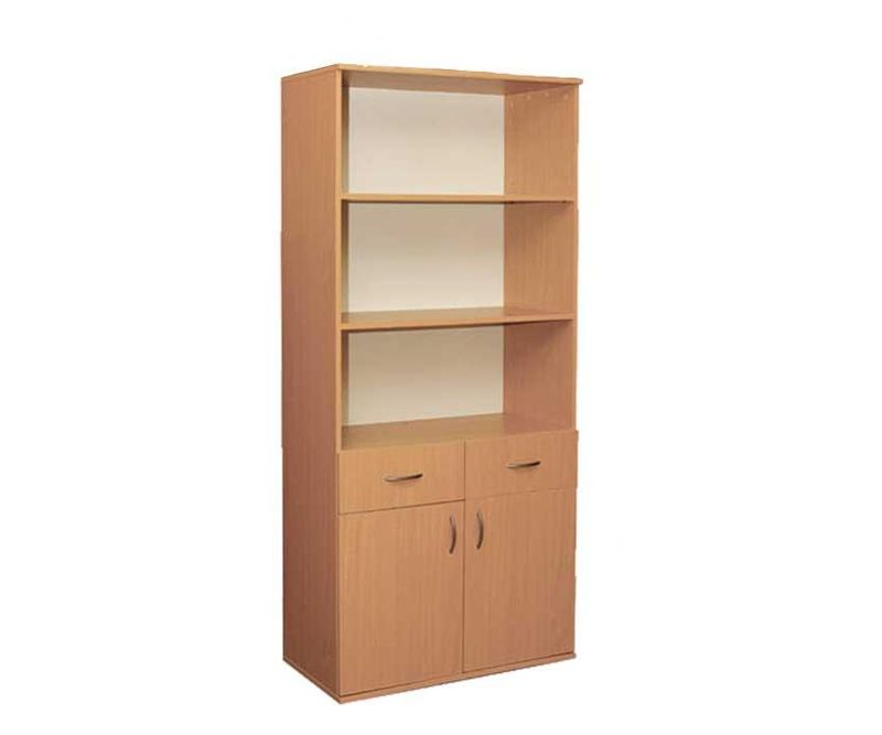 Dulap-biblioteca-2-usi-2-sertare-rafturi-deschise-802-x-403-x-1816-mm