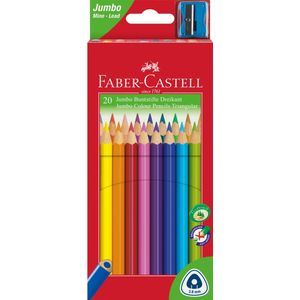 Creioane colorate jumbo 20 culori + ascutitoare Faber-Castell