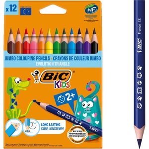 Creioane colorate Evolution triunghi 4.3 mm 12 buc BIC Kids