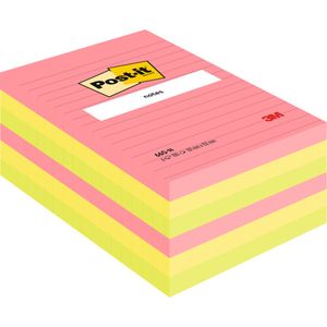 Notite adezive Post-it ® 660N Neon liniate 101 mm x 152 mm 100 file