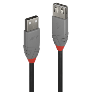 Lindy Cablu USB 2.0 Ext. USB 2m, Anthra