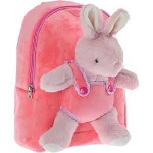 Rucsac plus pentru copii cu jucarie iepuras roz
