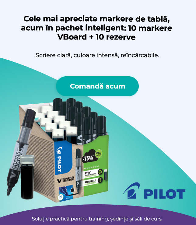 Pachet 10 markere pentru tabla + 10 rezerve, varf rotund, Pilot Begreen VBoard